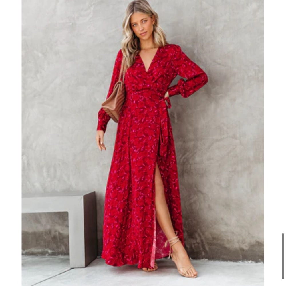 VICI Dolls Satin Floral Wrap Dress